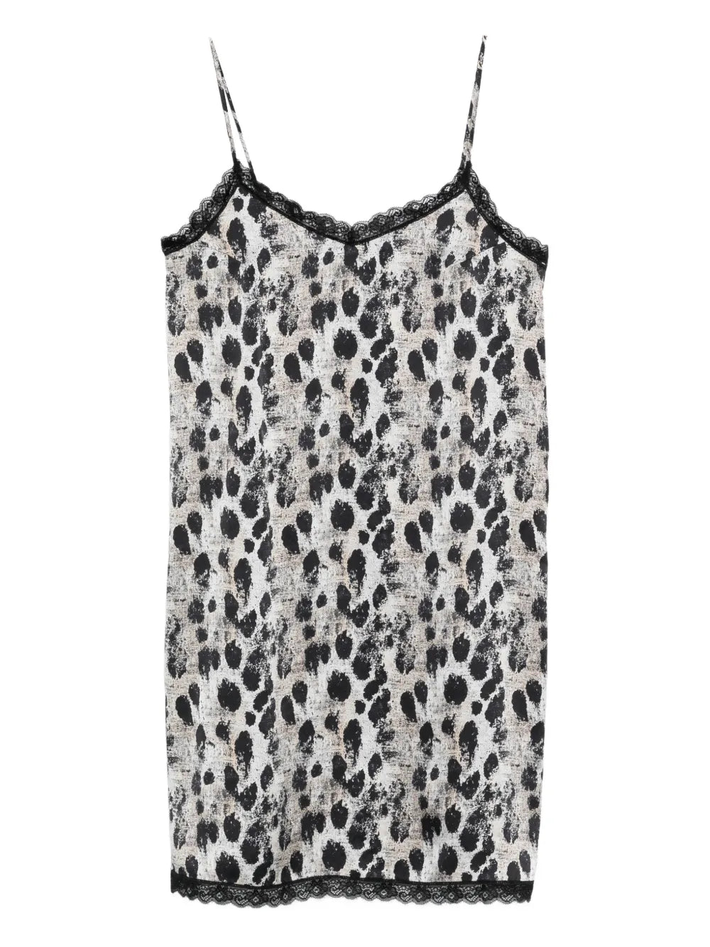R13 Lace Trim Leopard Print Mini Dress