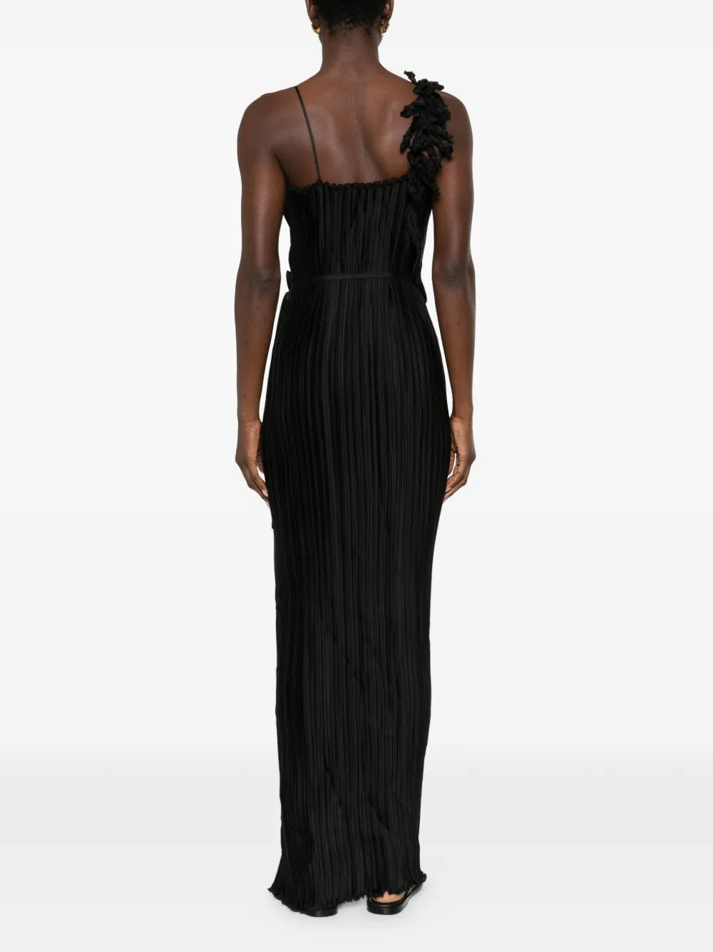 Daphne Valente Cyclon Ruffle Plisse Maxi Dress