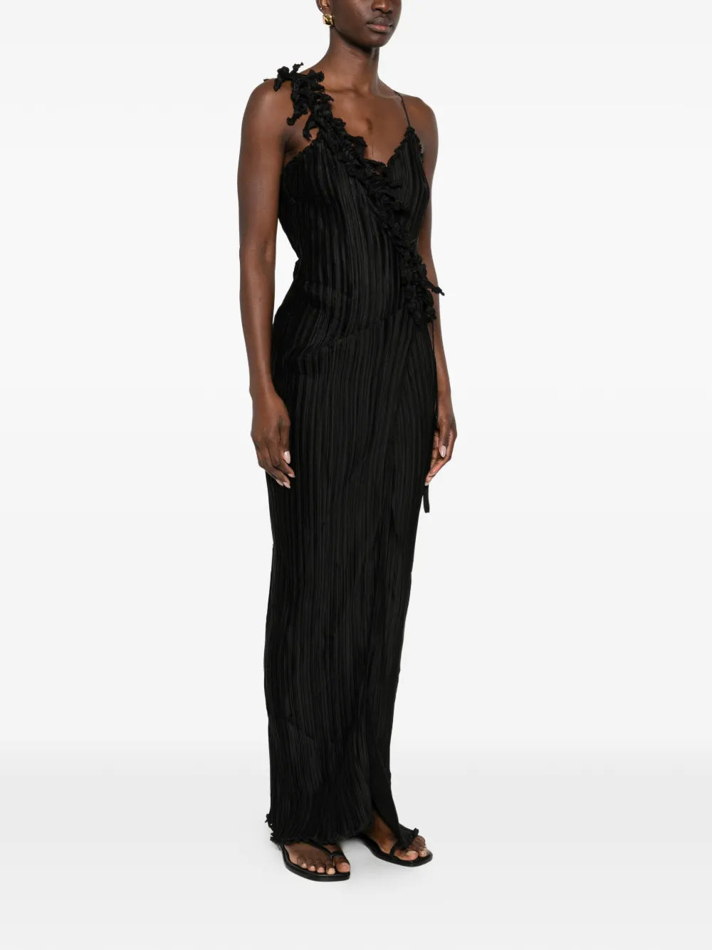 Daphne Valente Cyclon Ruffle Plisse Maxi Dress
