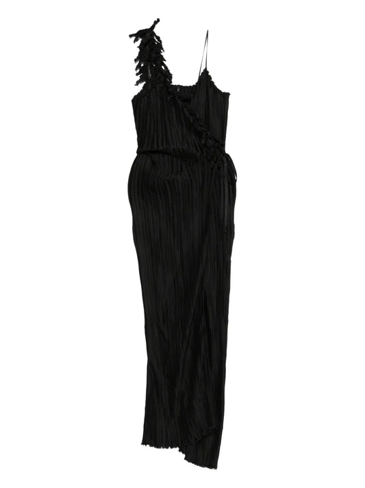 Daphne Valente Cyclon Ruffle Plisse Maxi Dress