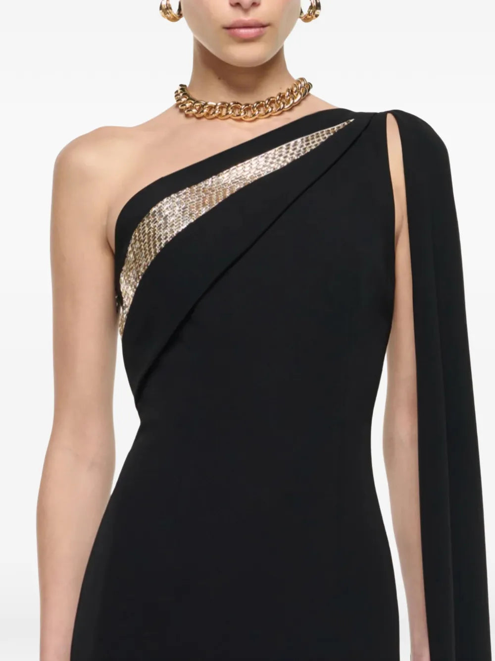Roland Mouret One Shoulder Embellished Maxi Dress