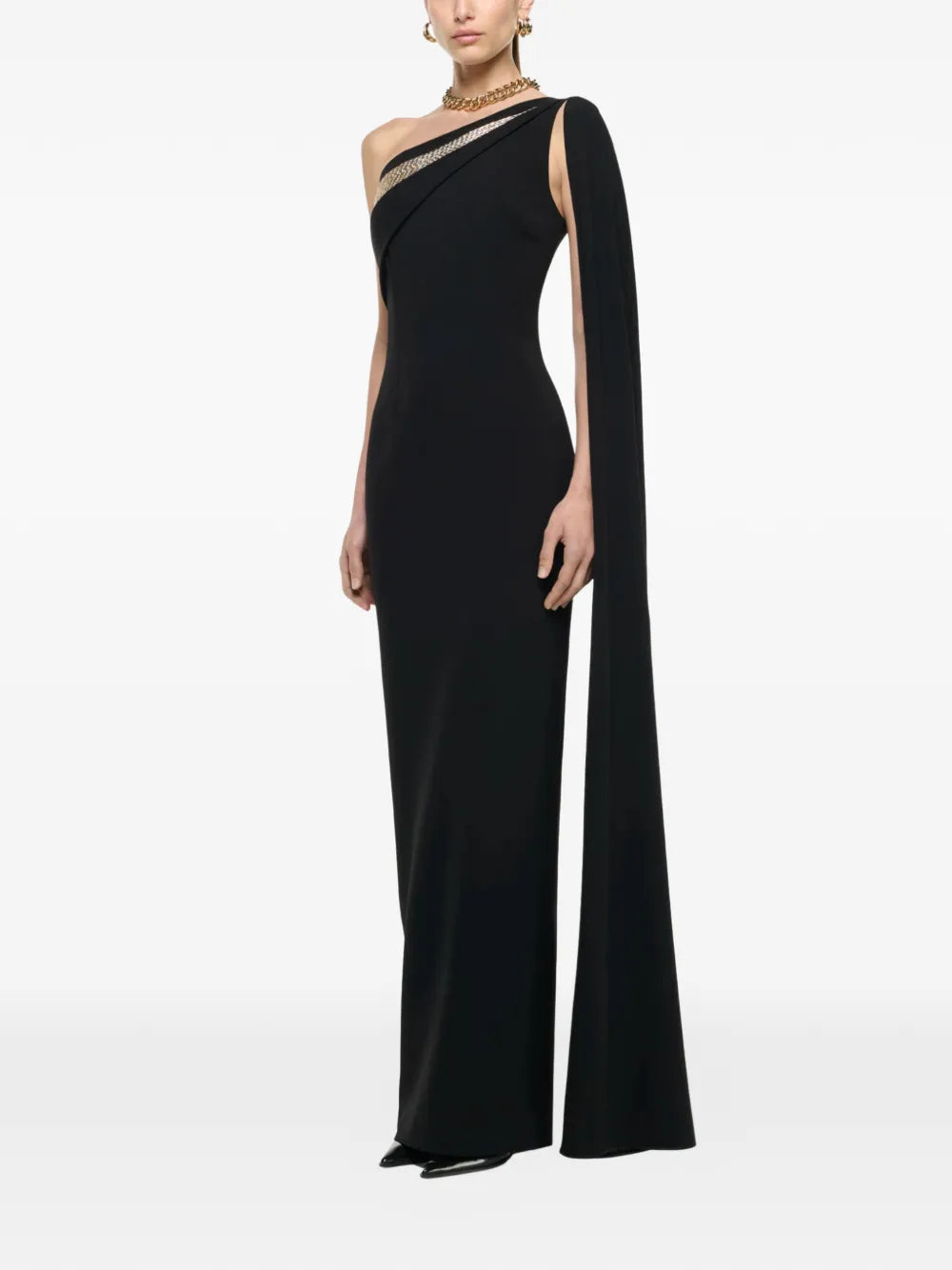 Roland Mouret One Shoulder Embellished Maxi Dress