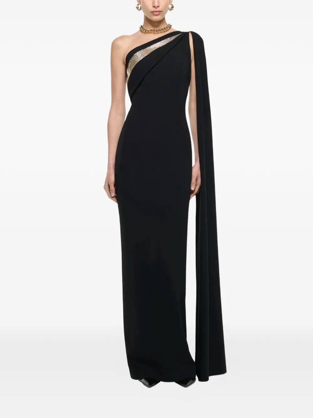 Roland Mouret One Shoulder Embellished Maxi Dress
