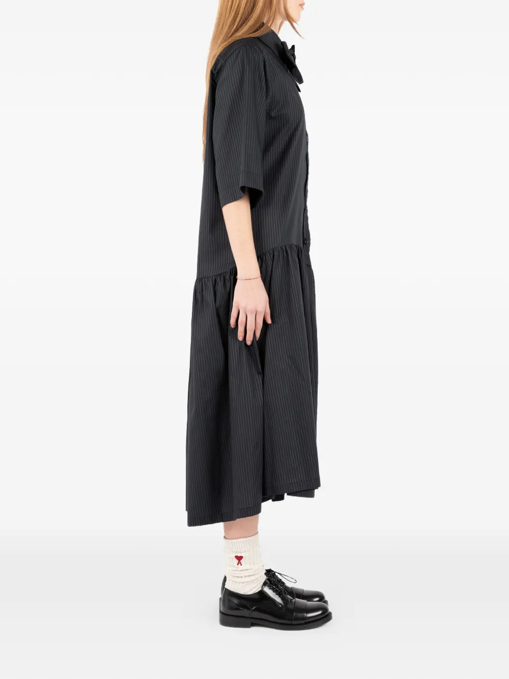 Societe Anonyme Tie Detail Pinstriped Midi Dress