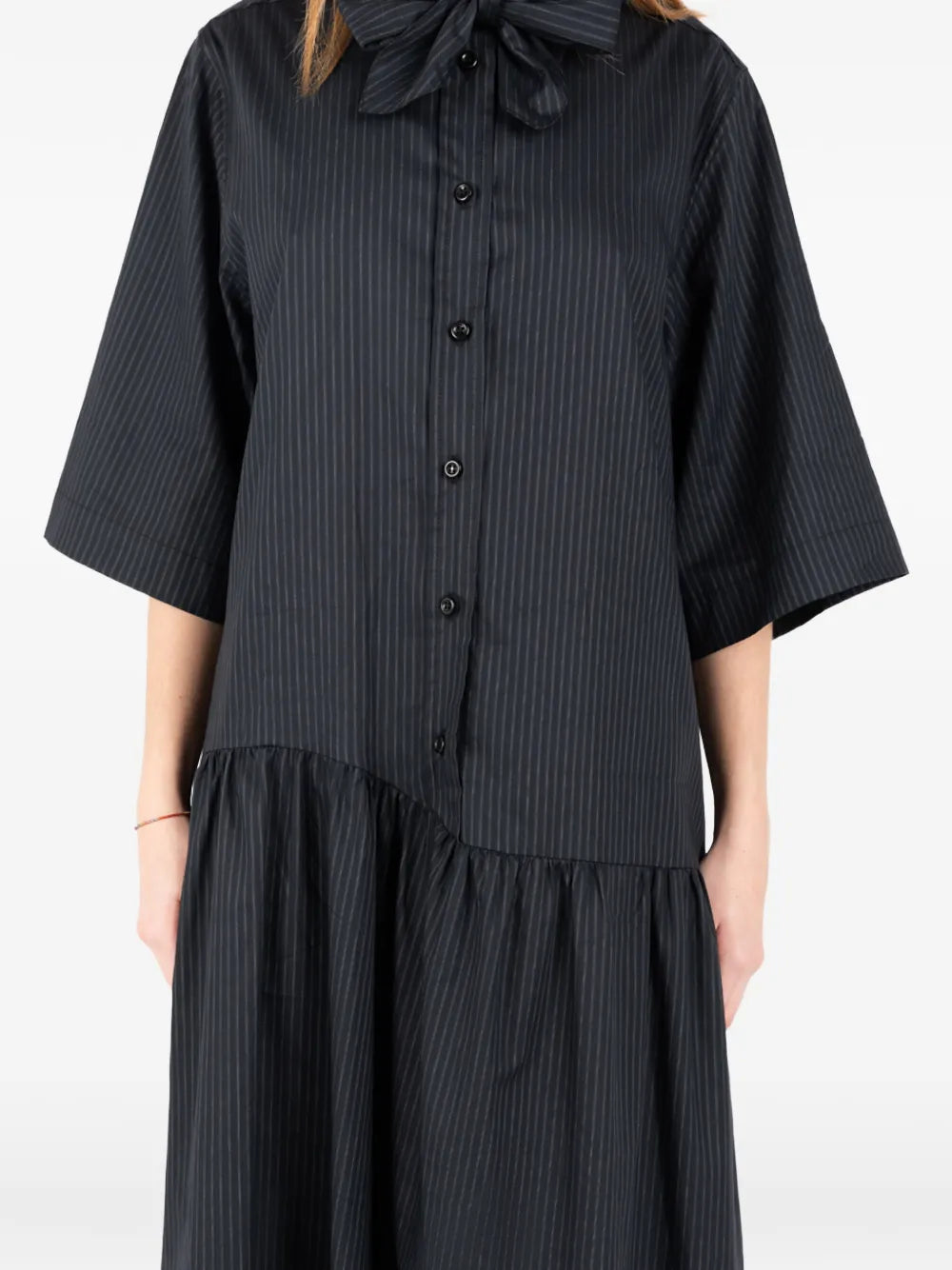 Societe Anonyme Tie Detail Pinstriped Midi Dress