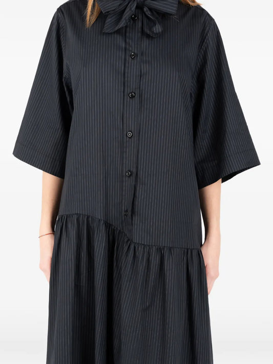 Societe Anonyme Tie Detail Pinstriped Midi Dress