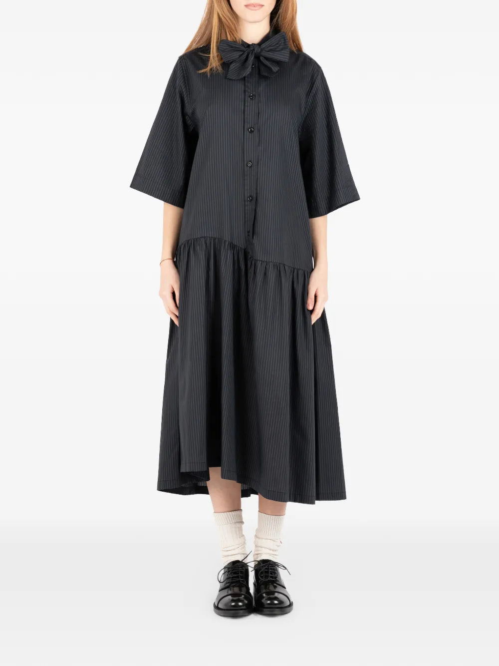 Societe Anonyme Tie Detail Pinstriped Midi Dress