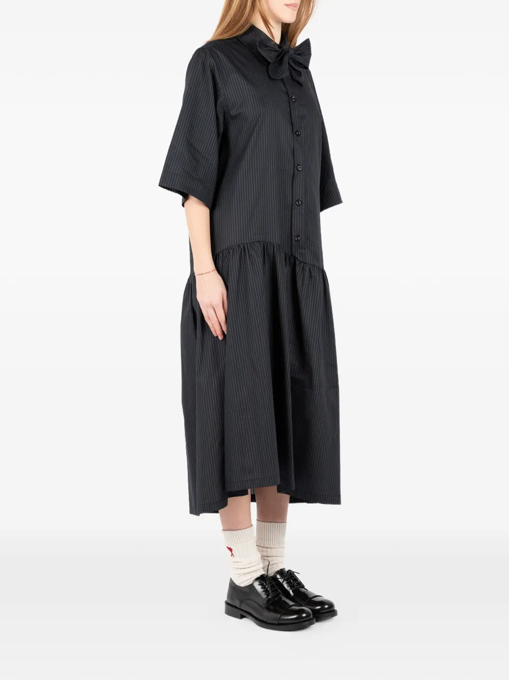 Societe Anonyme Tie Detail Pinstriped Midi Dress