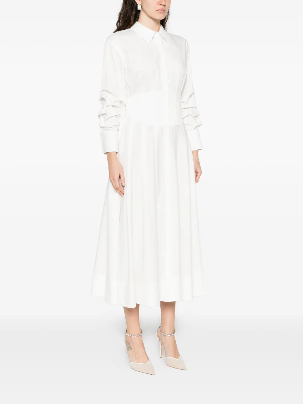 Alice Olivia Button Down Corset Midi Dress