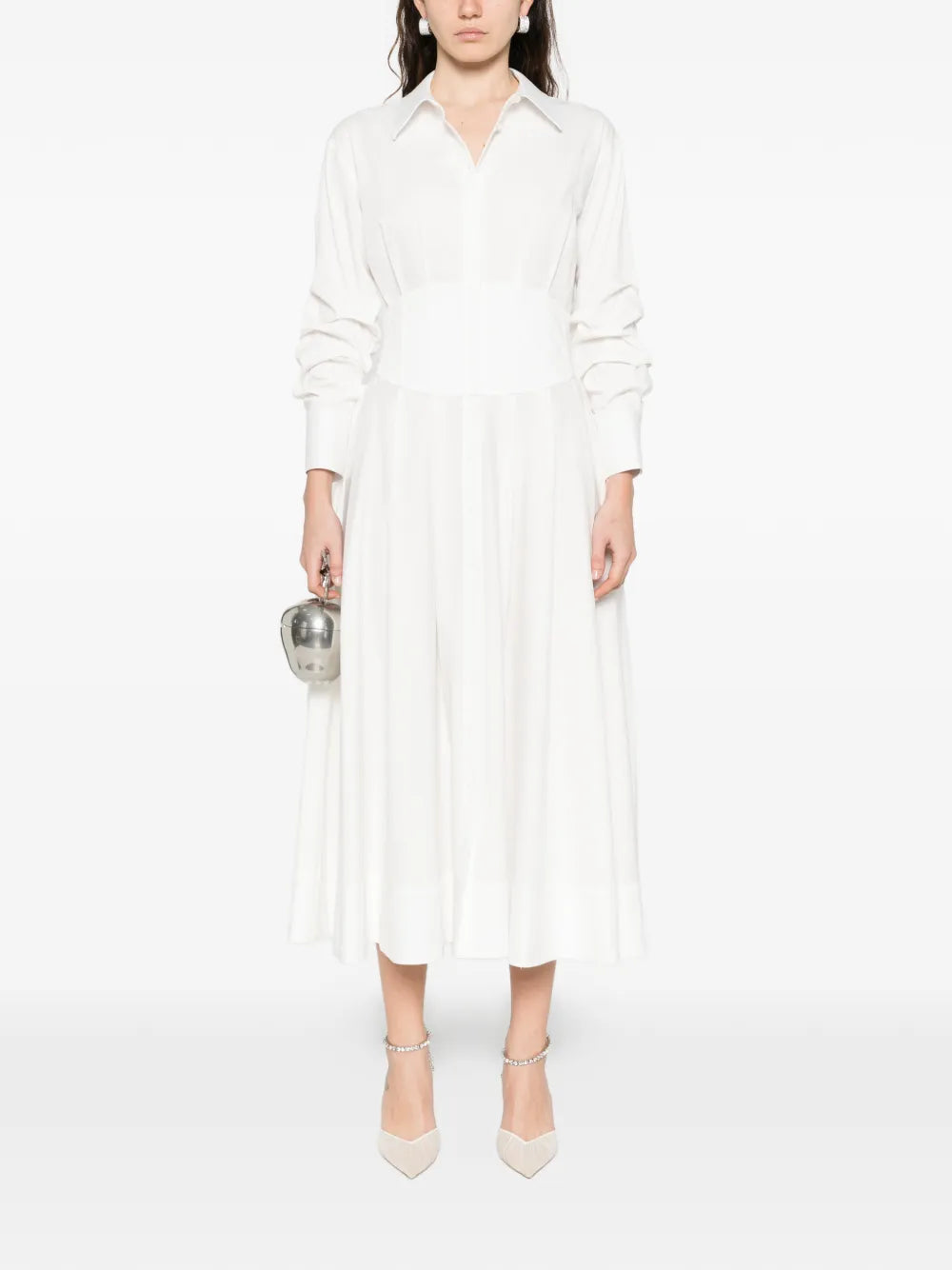 Alice Olivia Button Down Corset Midi Dress