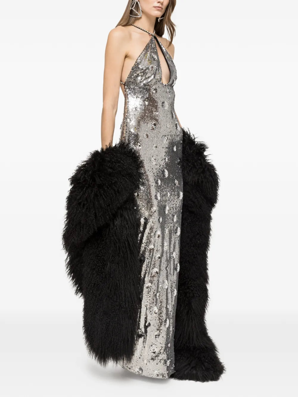 Nissa Sequined Open Back Maxi Dress