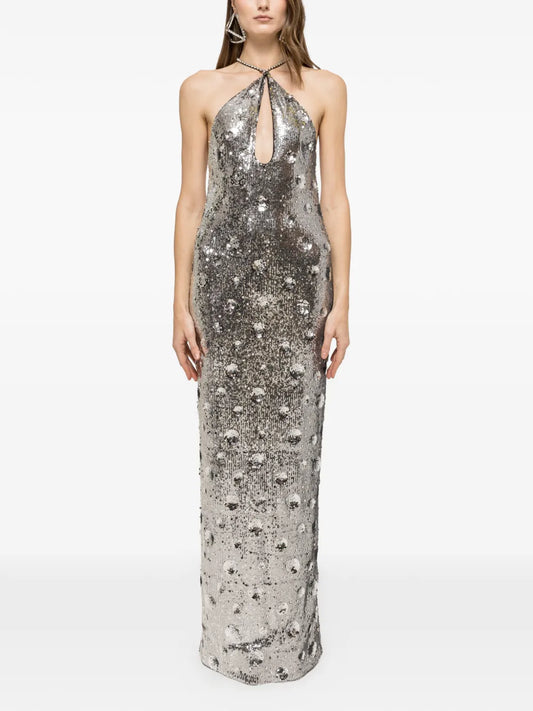 Nissa Sequined Open Back Maxi Dress