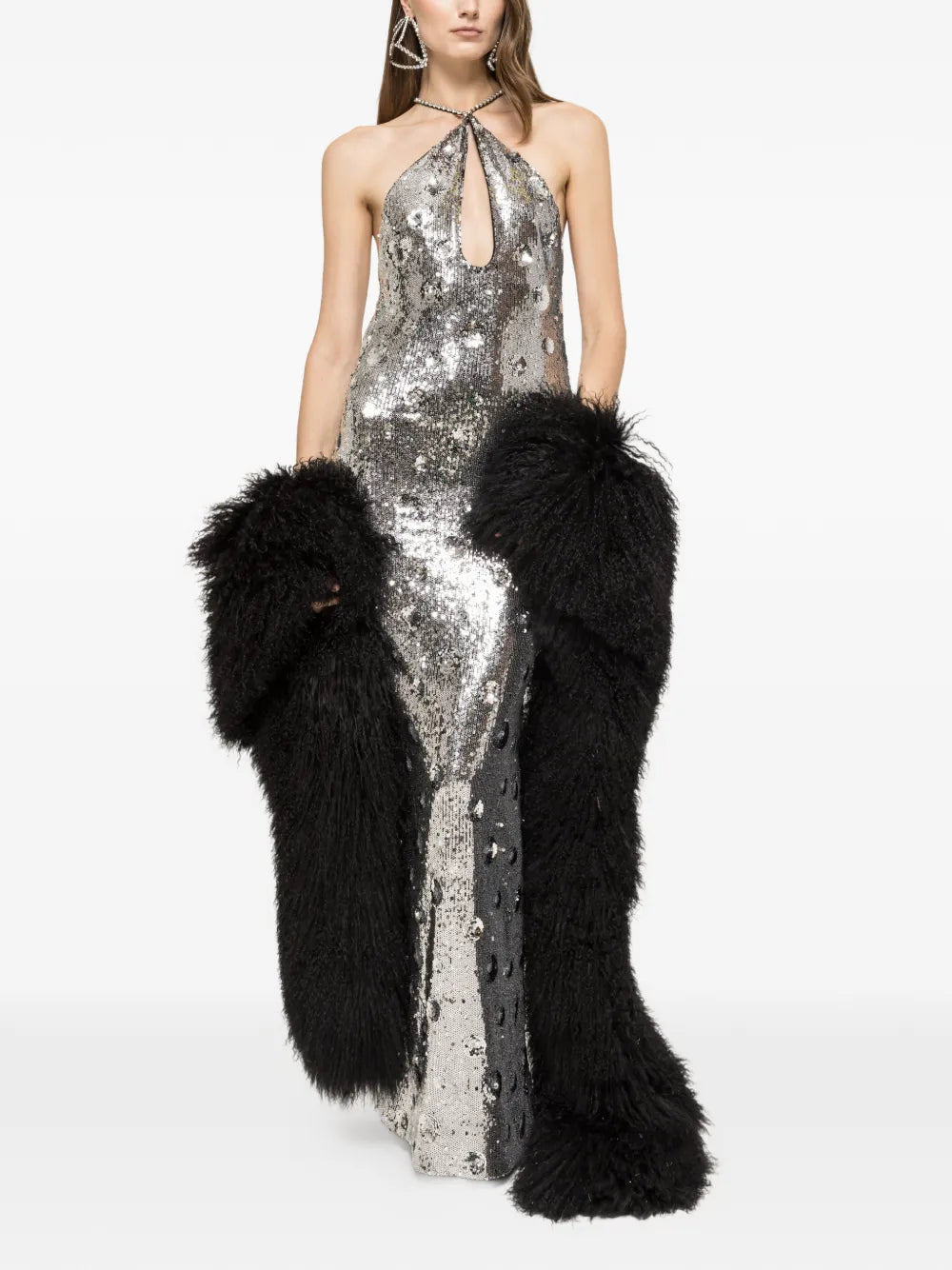 Nissa Sequined Open Back Maxi Dress
