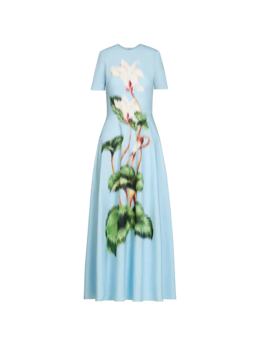 Oscar De La Renta Floral Print Midi Dress