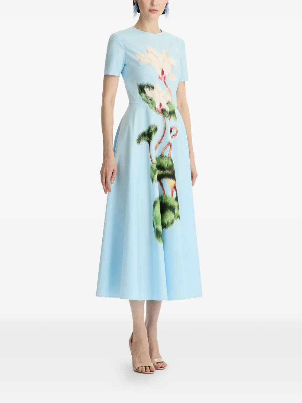 Oscar De La Renta Floral Print Midi Dress
