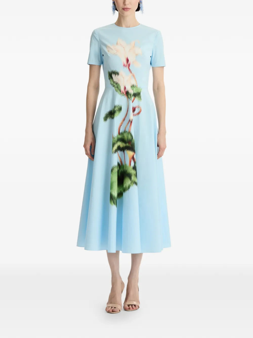 Oscar De La Renta Floral Print Midi Dress