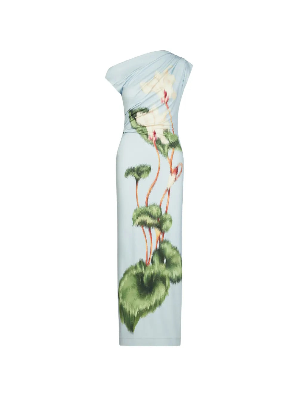 Oscar De La Renta Asymmetric Shoulder Floral Maxi Dress