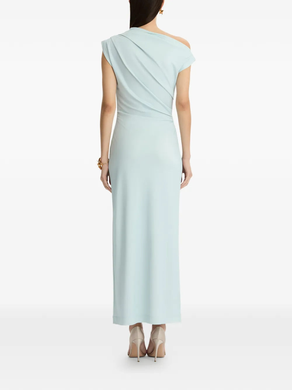Oscar De La Renta Asymmetric Shoulder Floral Maxi Dress