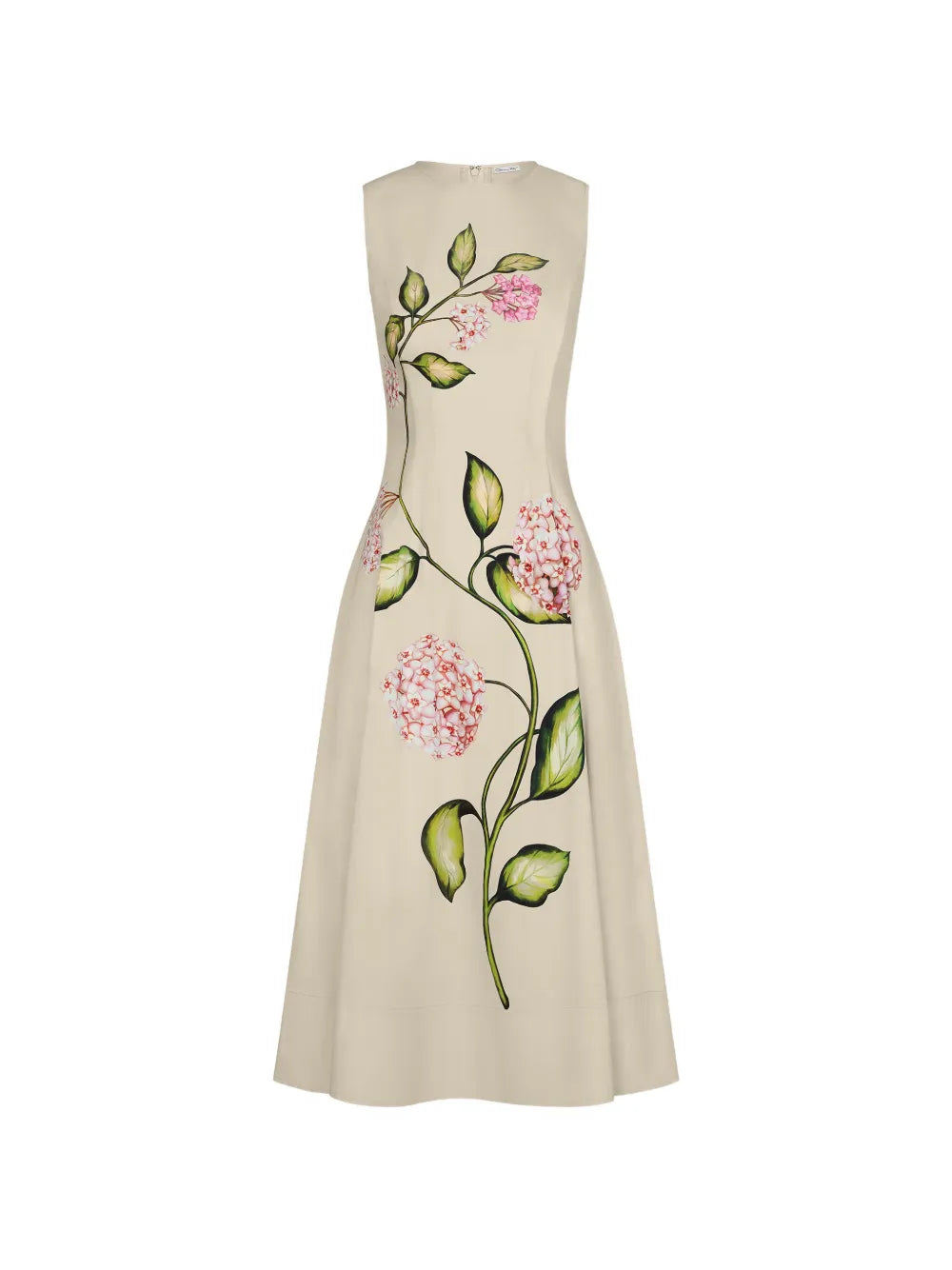 Oscar De La Renta Porcelain Flower Sleeveless Maxi Dress
