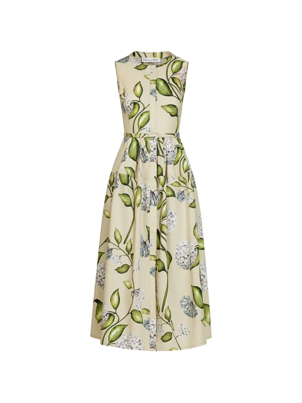Oscar De La Renta Flower Print Sleeveless Midi Dress