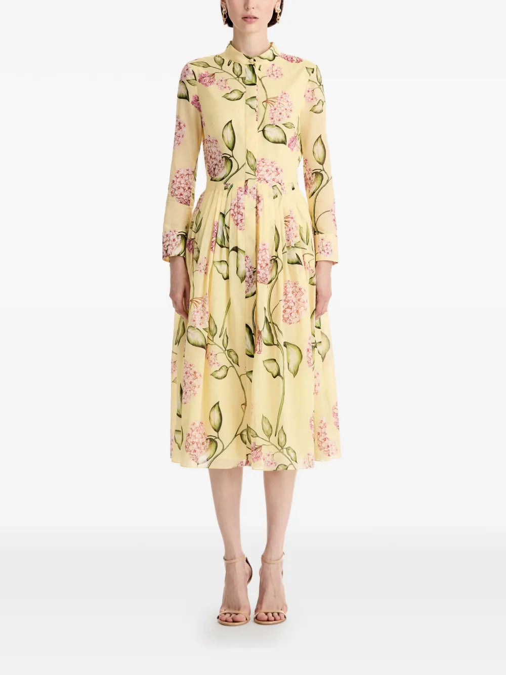 Oscar De La Renta Flower Cotton Poplin Maxi Dress
