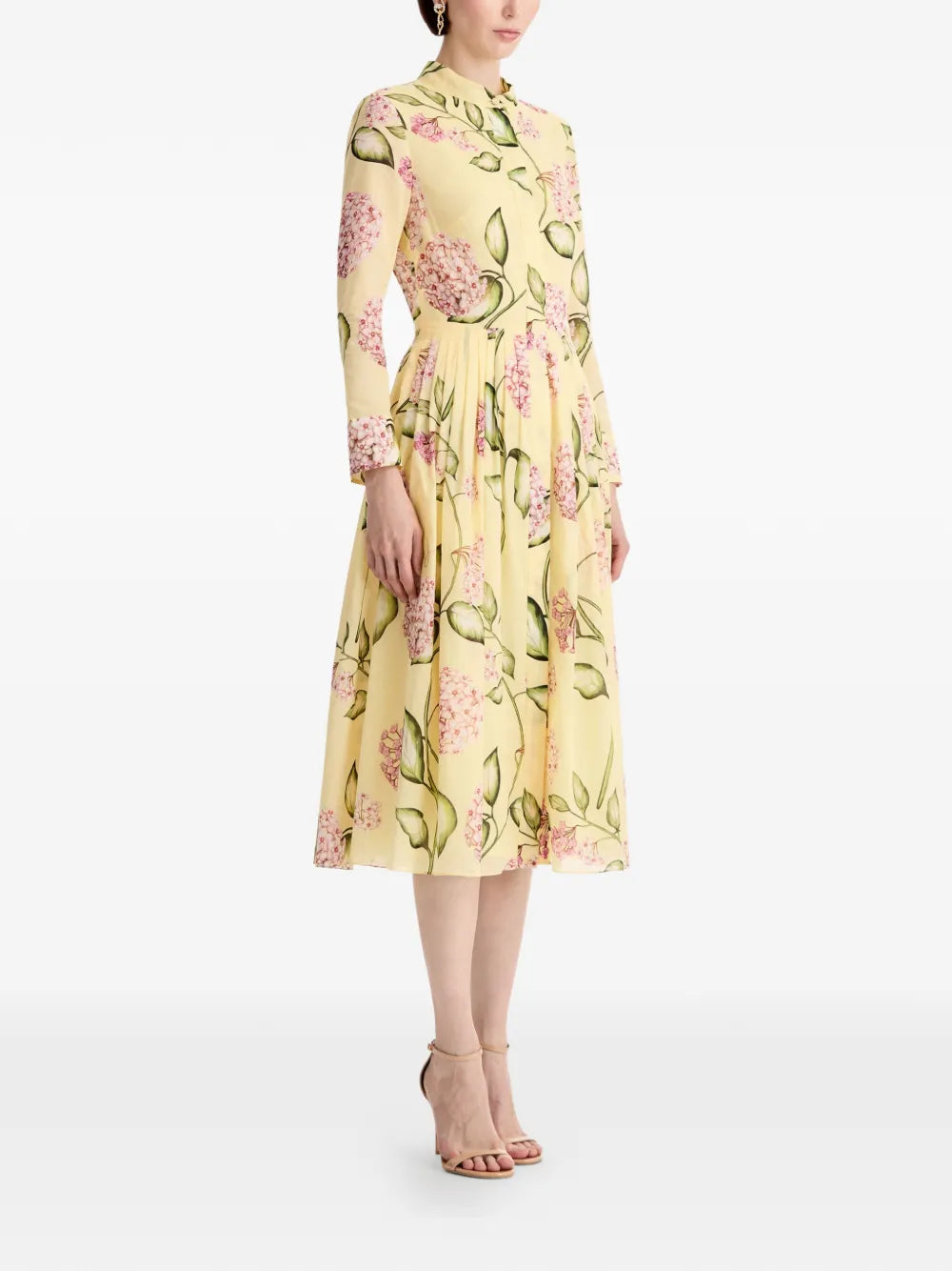 Oscar De La Renta Flower Cotton Poplin Maxi Dress