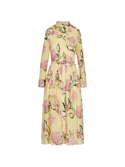 Oscar De La Renta Flower Cotton Poplin Maxi Dress