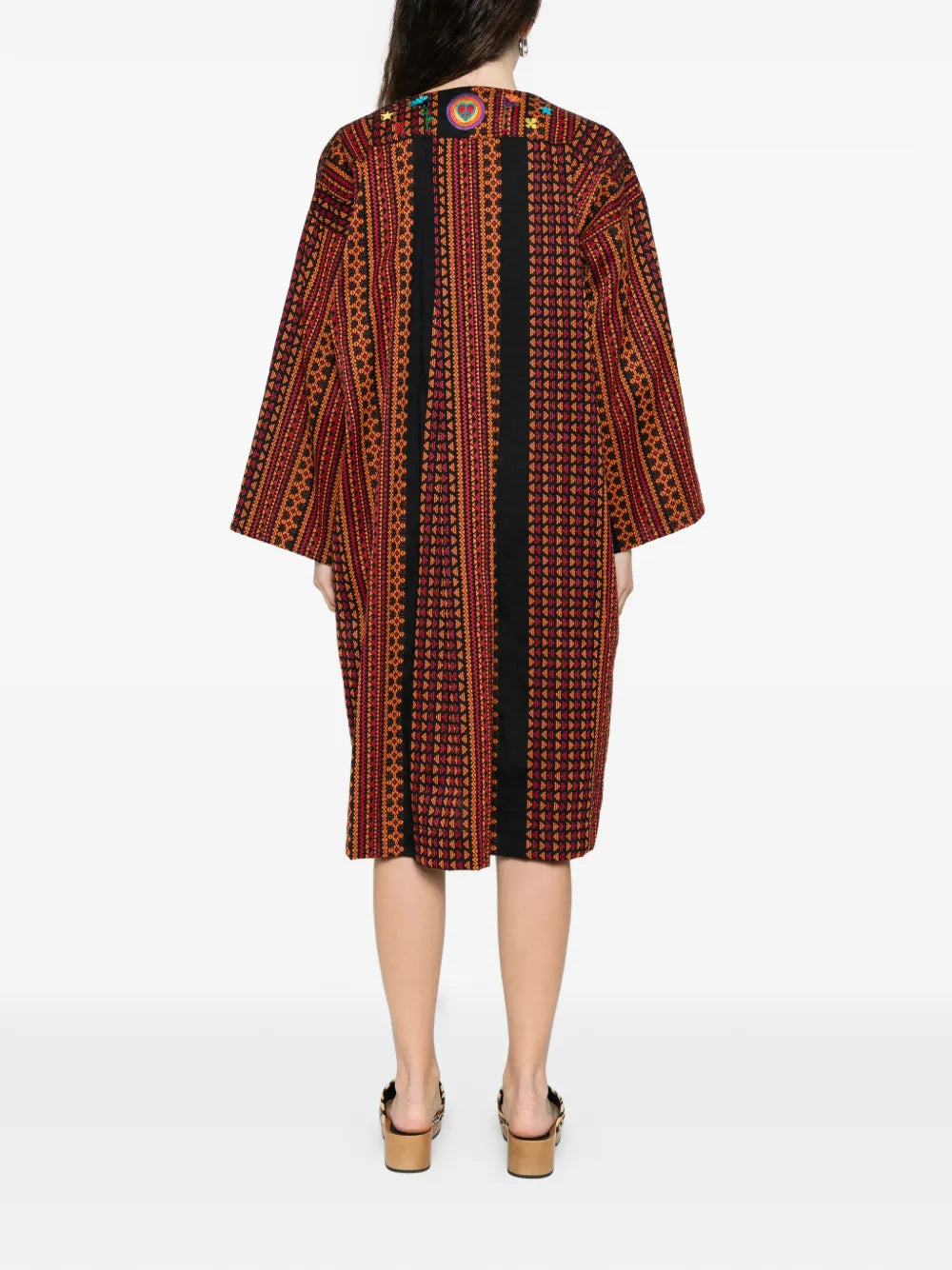 Monoki Sailor Aztec Star Embroidered Patterned Midi Dress