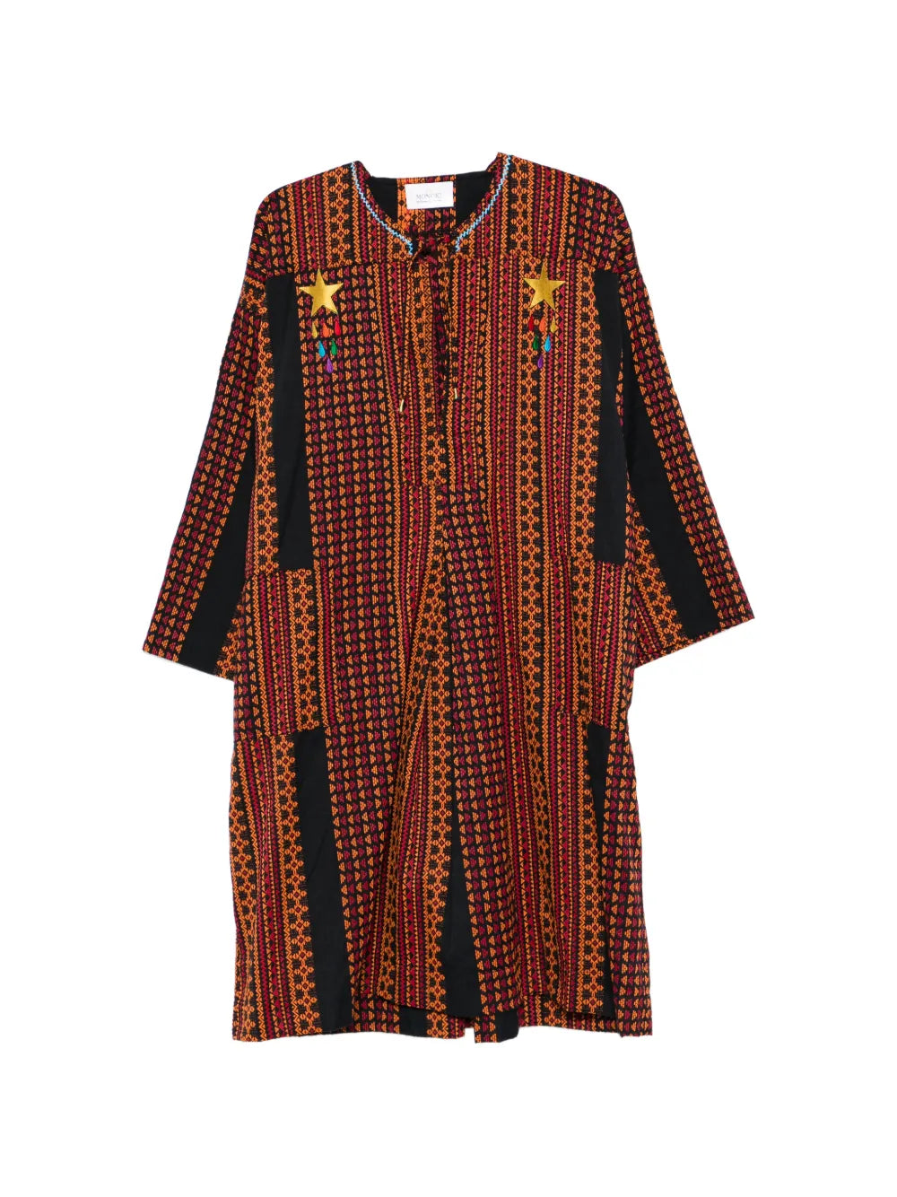 Monoki Sailor Aztec Star Embroidered Patterned Midi Dress