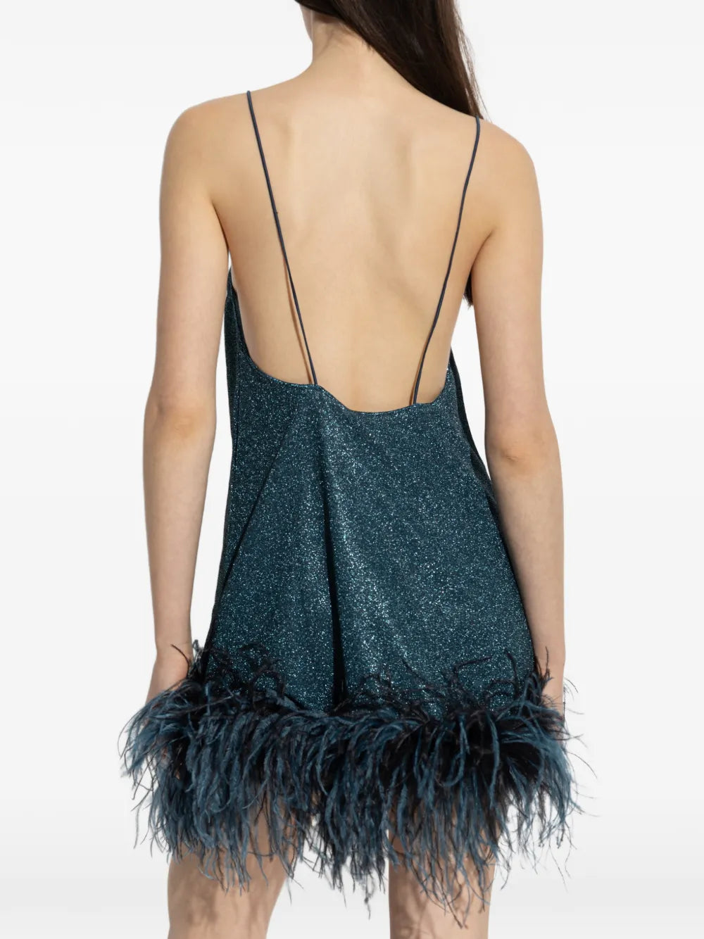 Oseree Feather V Neck Dress