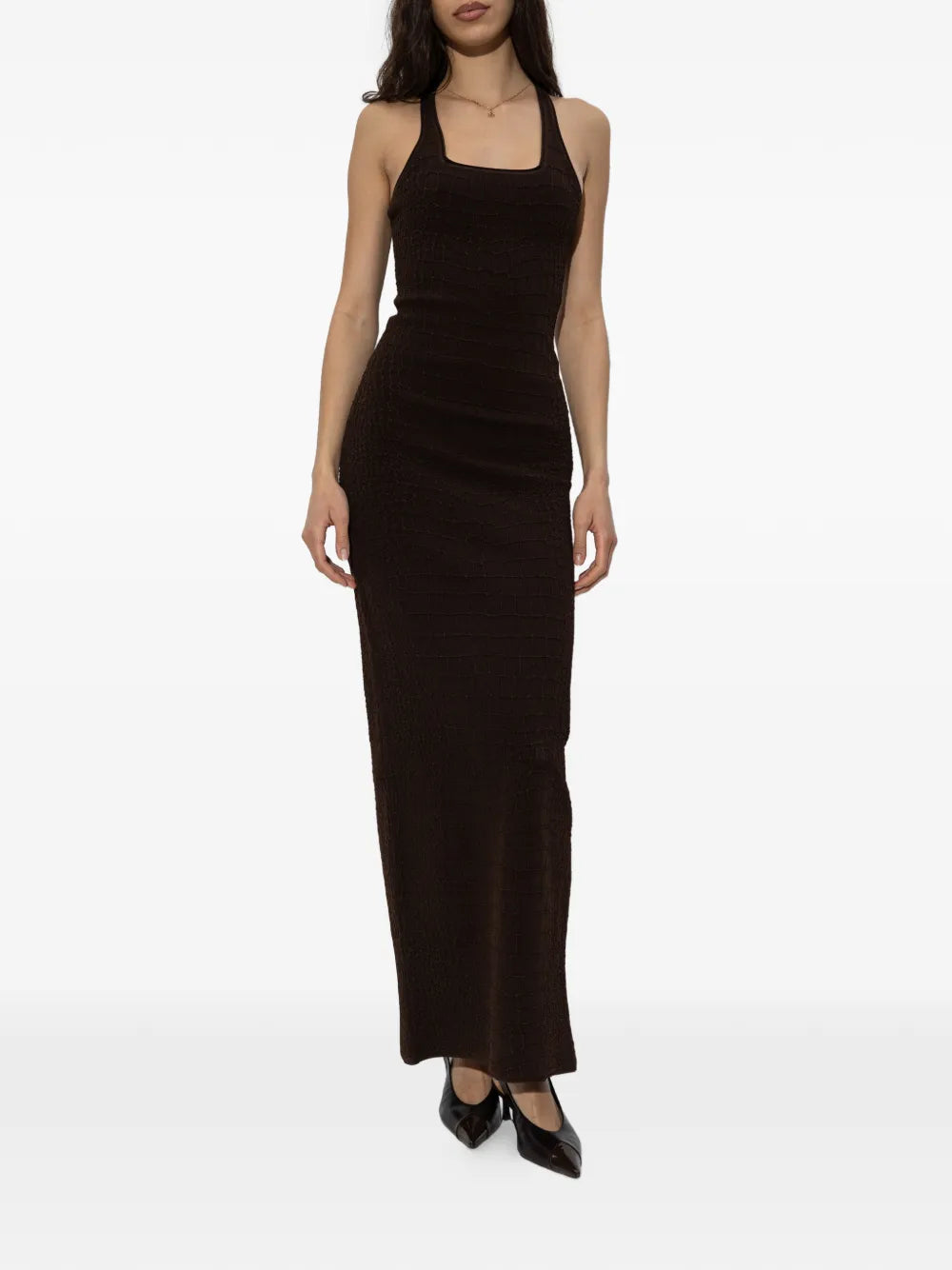 Jacquemus Scala Square Neck Split Dress