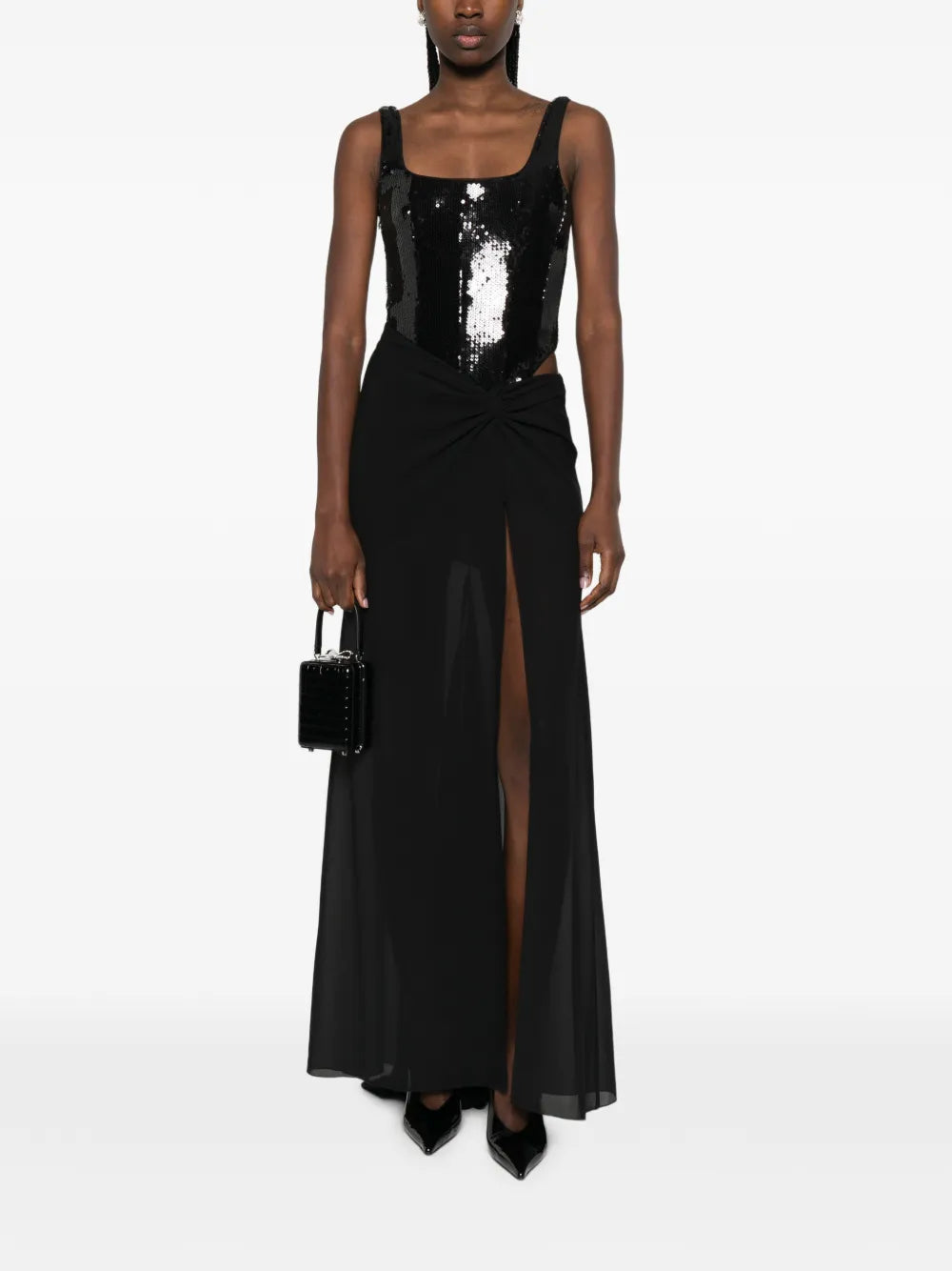 Patrizia Pepe Sequin Bustier Maxi Dress