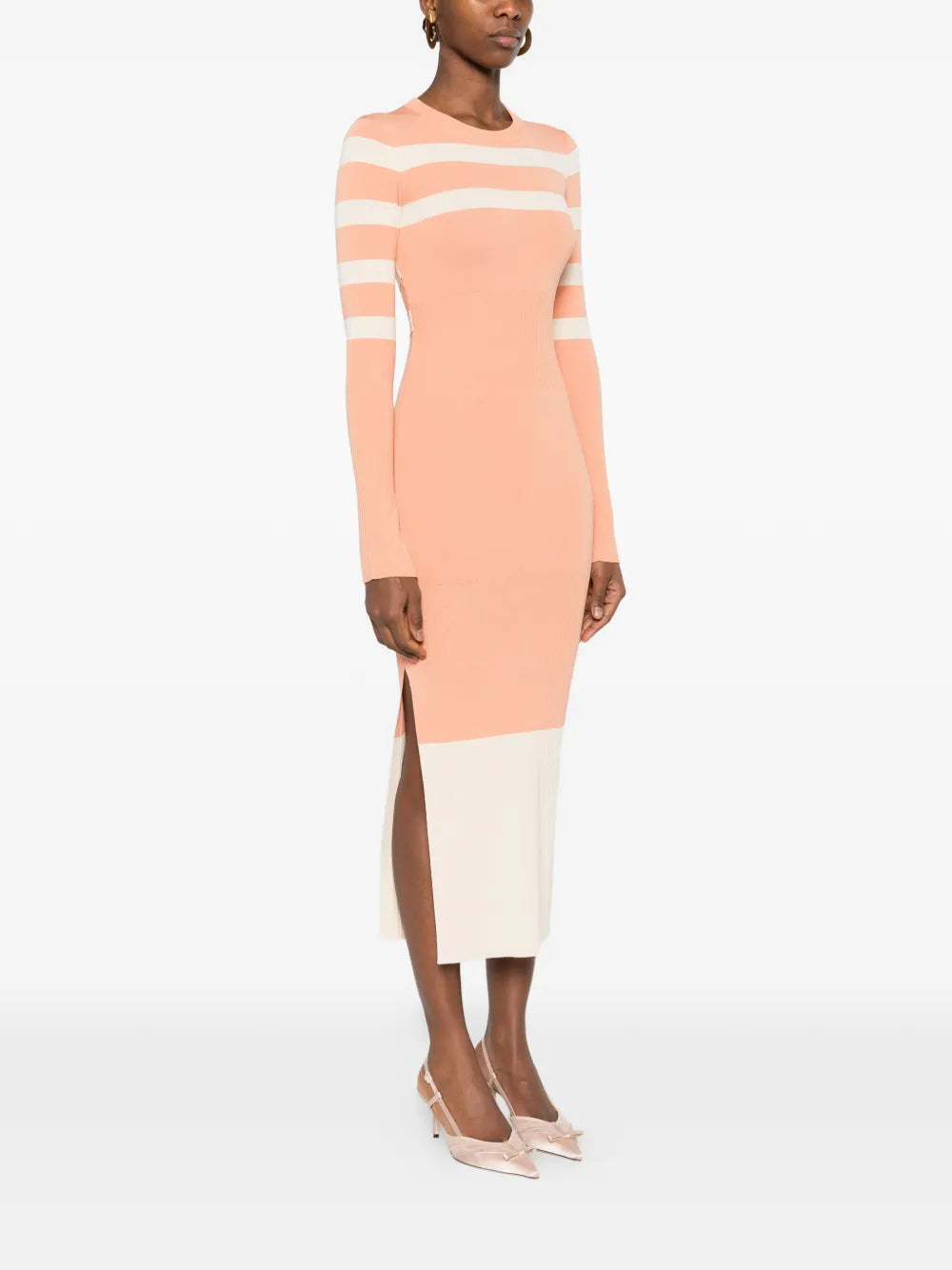 Patrizia Pepe Striped Two Tone Knit Dress