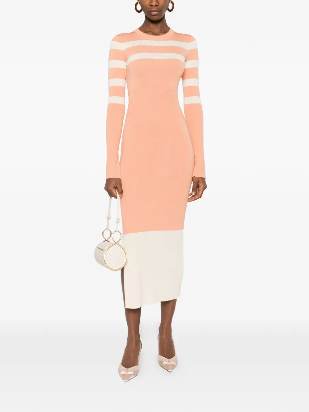 Patrizia Pepe Striped Two Tone Knit Dress