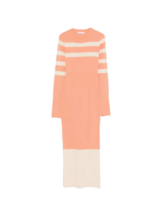 Patrizia Pepe Striped Two Tone Knit Dress