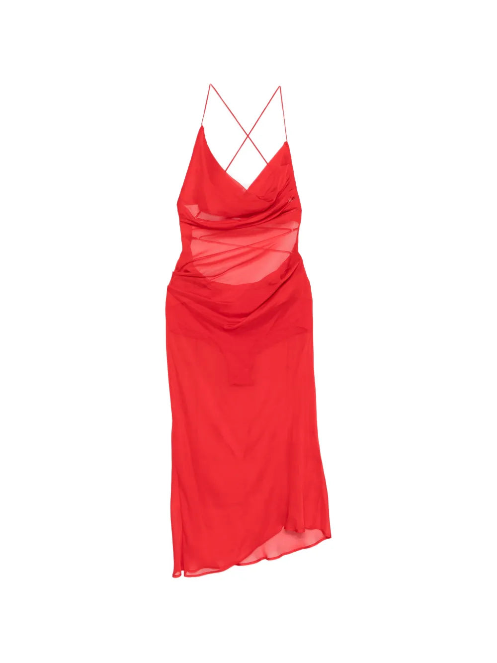 Patrizia Pepe Asymmetric Draping Silk Midi Dress