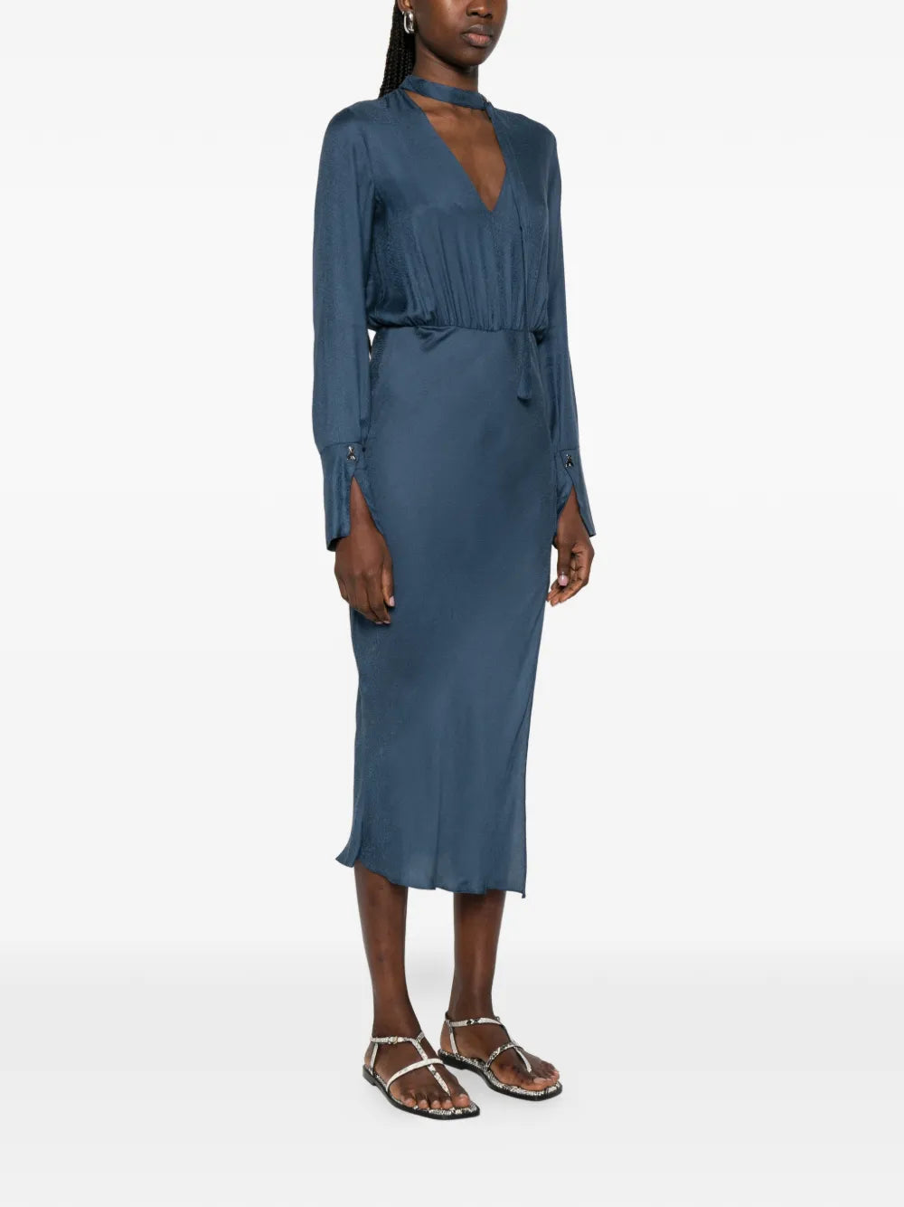 Patrizia Pepe Draping Fluid Midi Dress