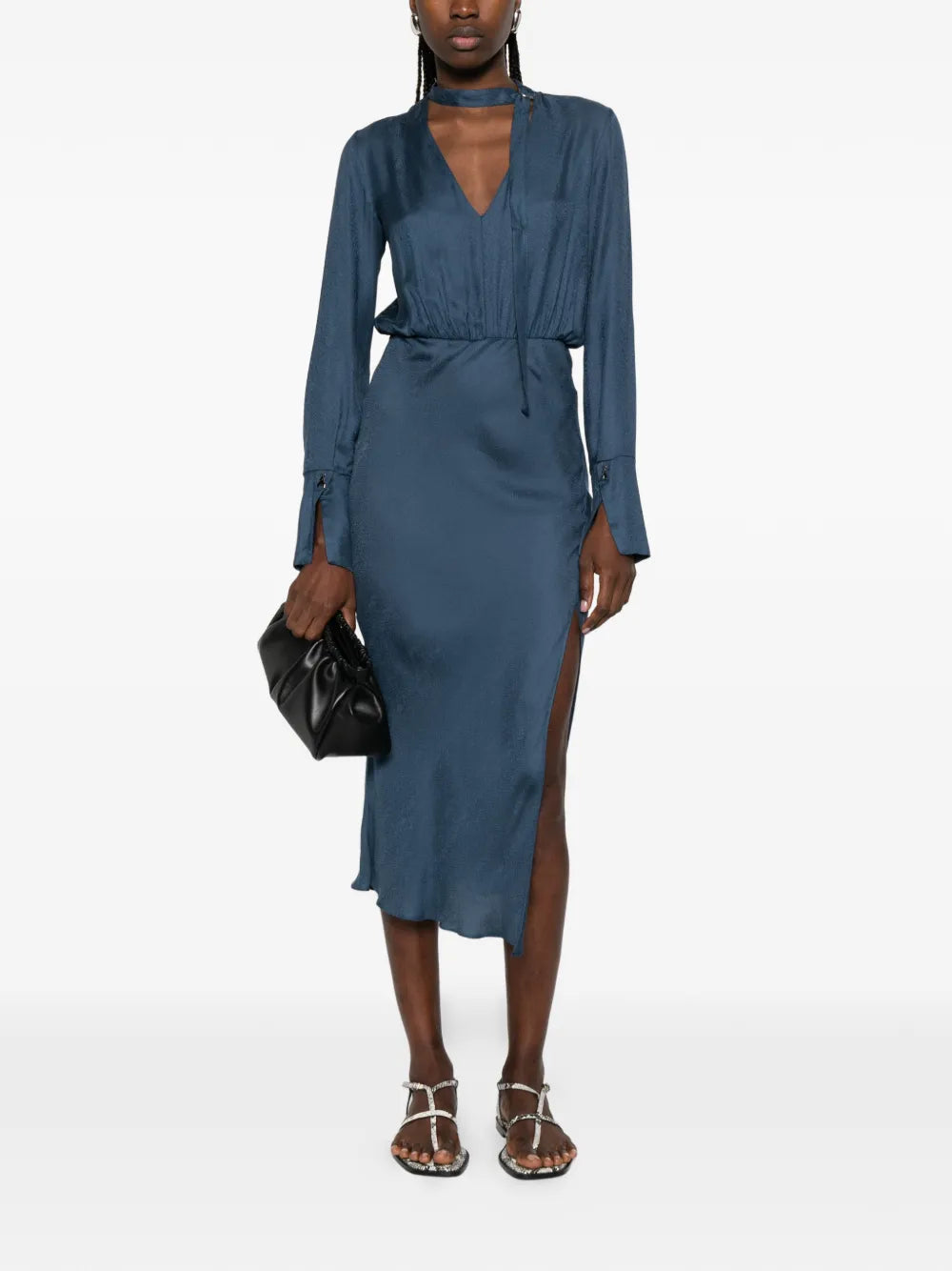 Patrizia Pepe Draping Fluid Midi Dress