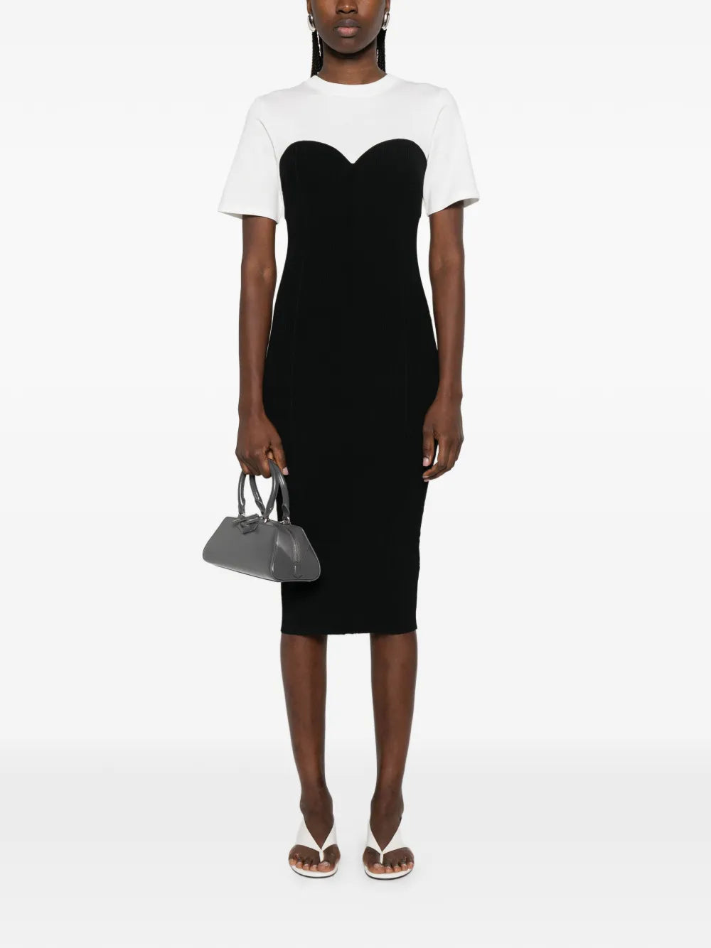 Patrizia Pepe Fitted Ribbed Midi Dress
