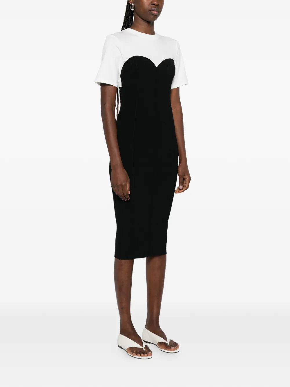 Patrizia Pepe Fitted Ribbed Midi Dress