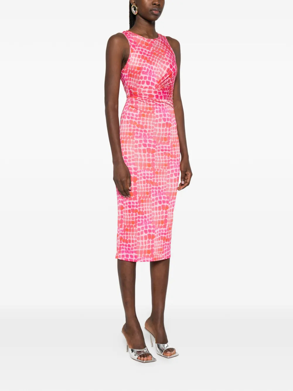 Patrizia Pepe Draping Croco Print Midi Dress