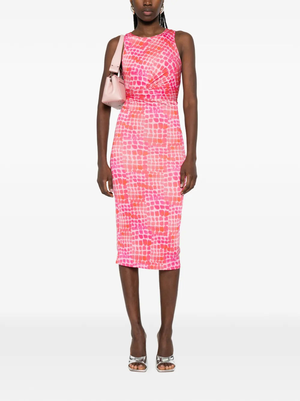 Patrizia Pepe Draping Croco Print Midi Dress