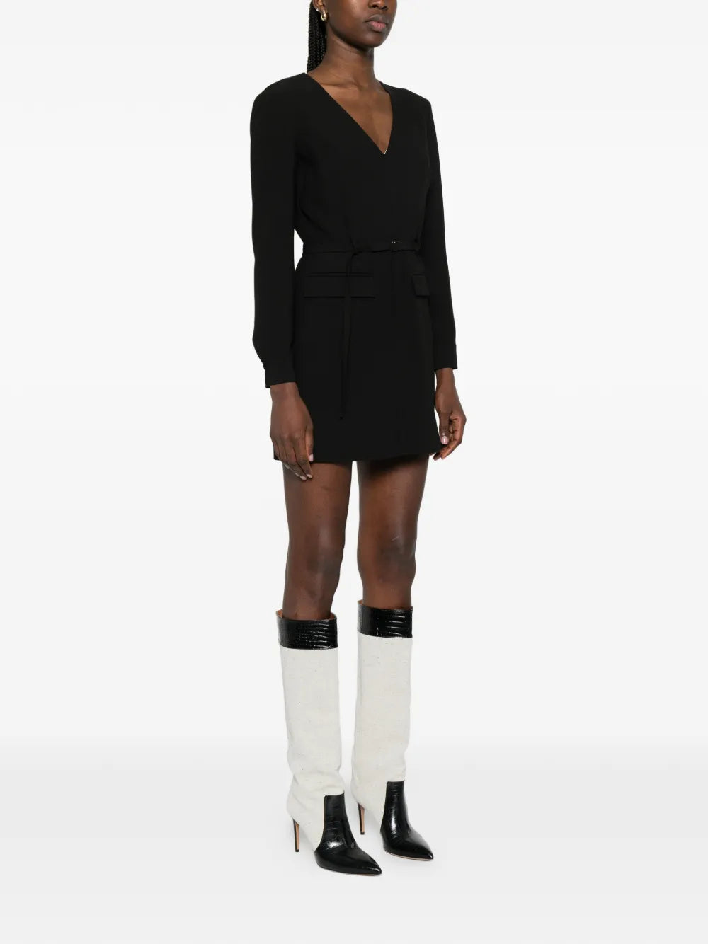 Patrizia Pepe V Neck Belted Mini Dress