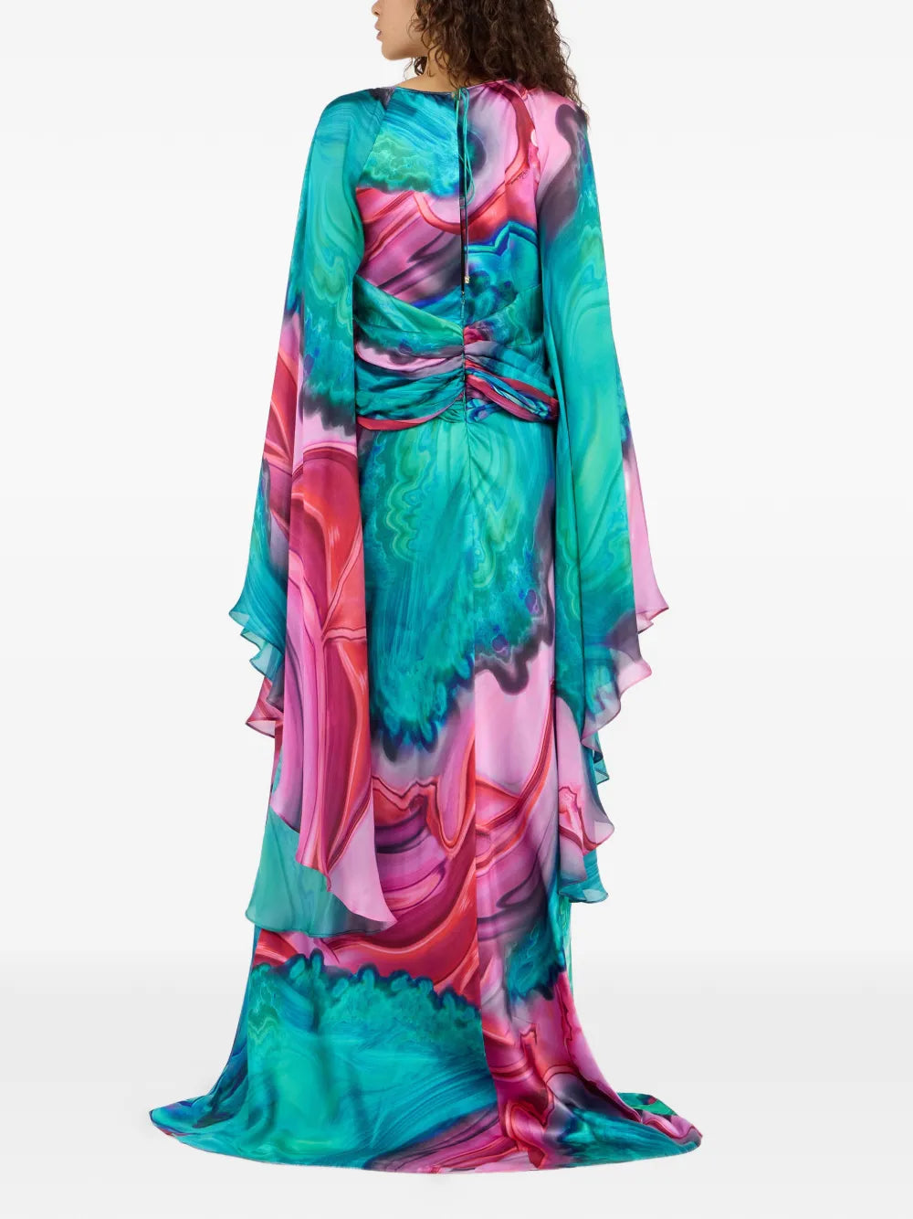 Roberto Cavalli Cut Out Marble Print Dress