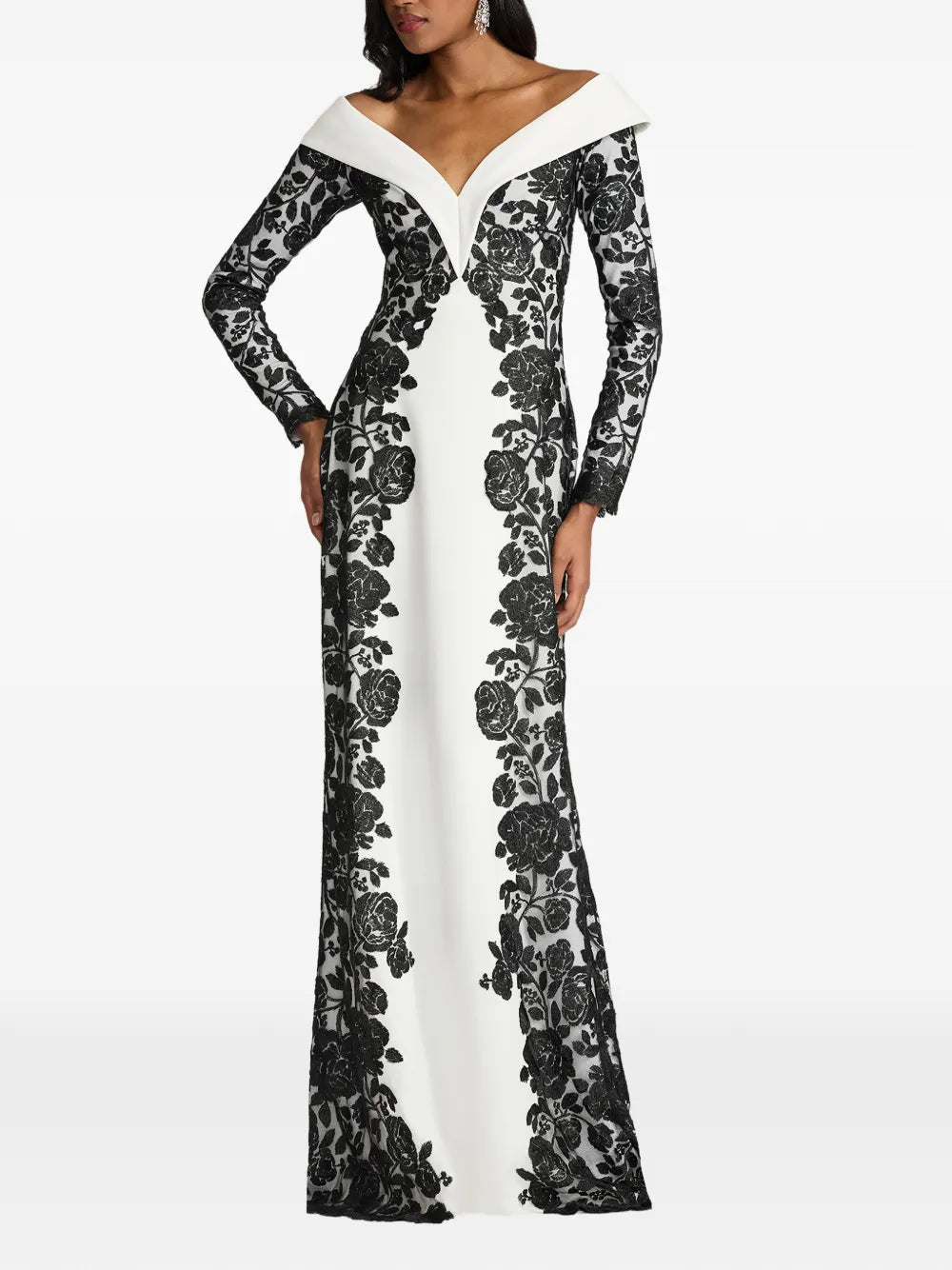 Tadashi Shoji Floral Lace Long Sleeve Maxi Dress