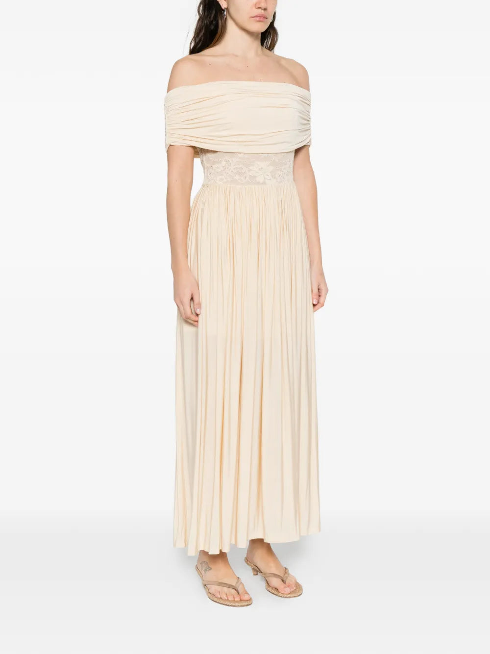Zimmermann Lace Detail Pleated Maxi Dress