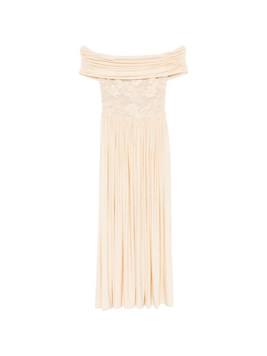 Zimmermann Lace Detail Pleated Maxi Dress