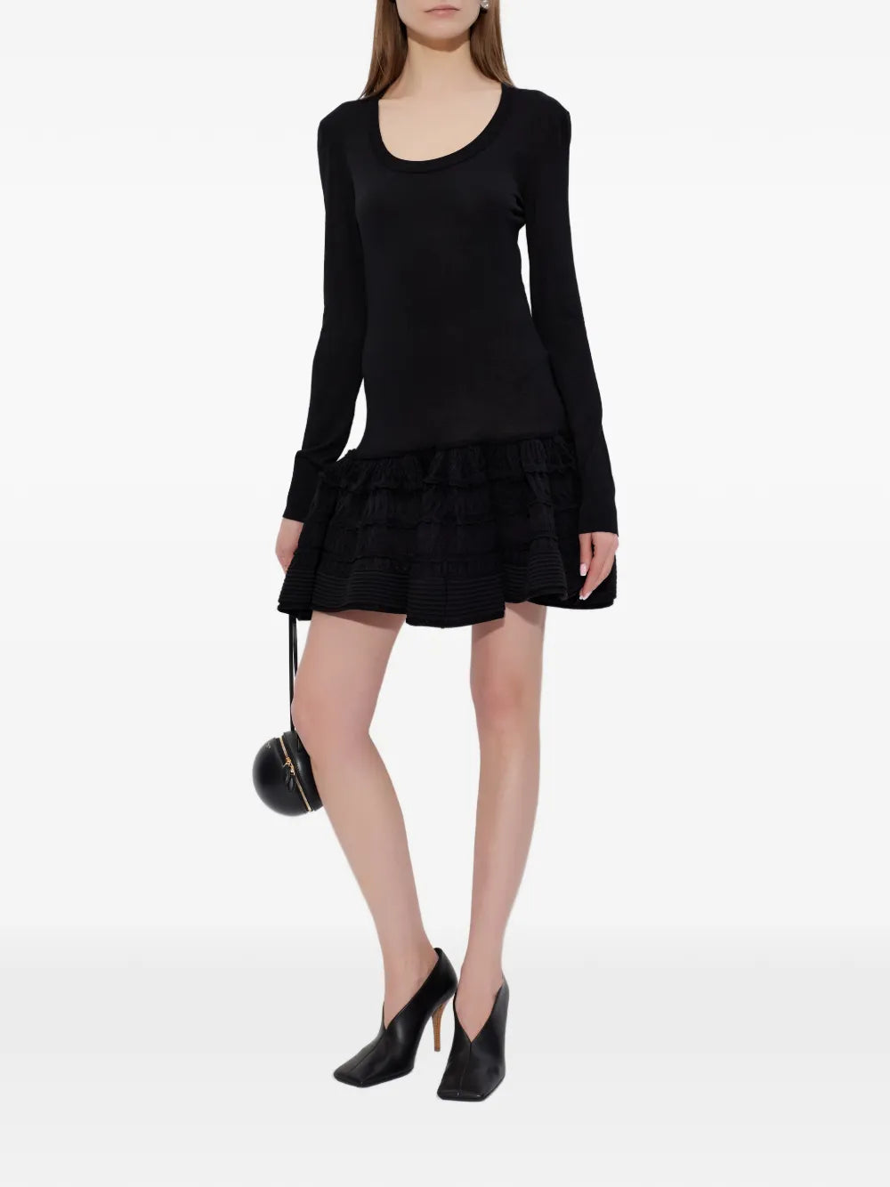Alaia Crinoline Long Sleeve Mini Dress