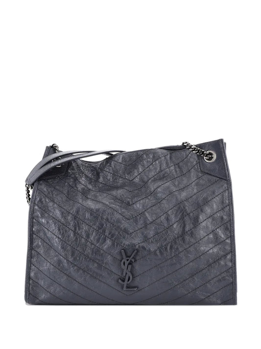 Saint Laurent Pre Owned Niki Shopping Tote Matelasse Chevron Leather Large Shoulder Bag