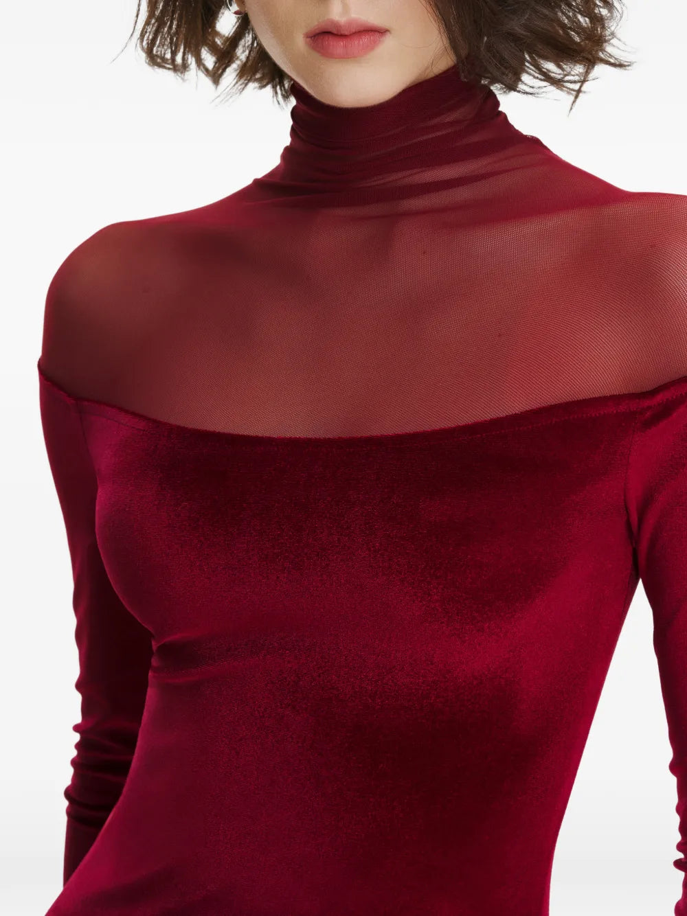2310 Studio Mesh Turtleneck Maxi Dress